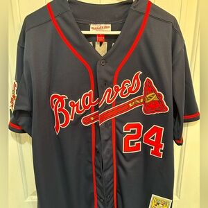 Mitchell & Ness Braves Navy Blue Dion Sanders jersey #24